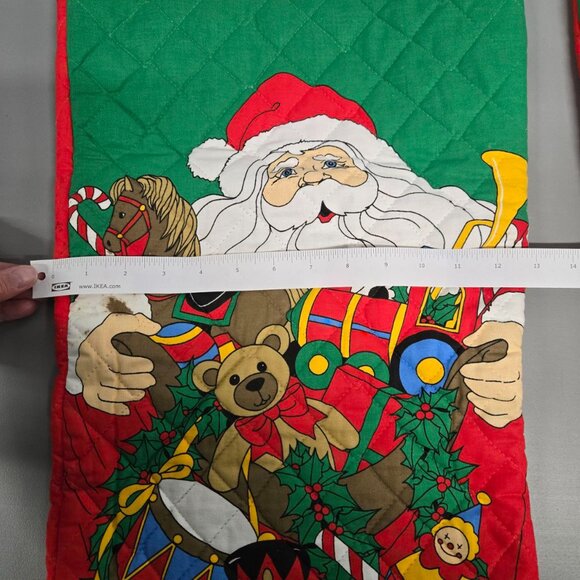 Pair of Vintage 29 inch long XL JUMBO Quilted Christmas Stockings - Picture 5 of 6